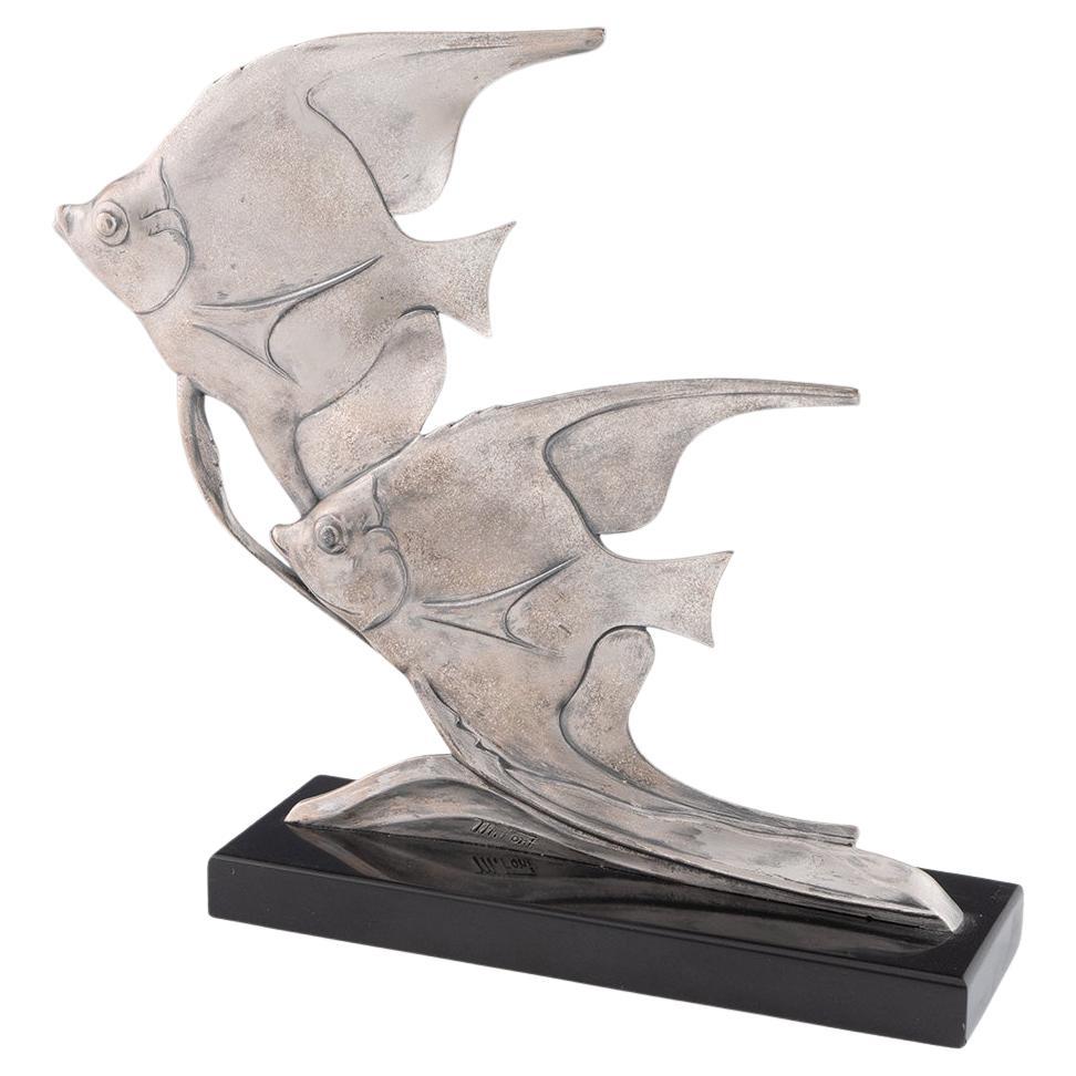 Scultura di pesce angelo in stile Art Deco di M. Font c1925