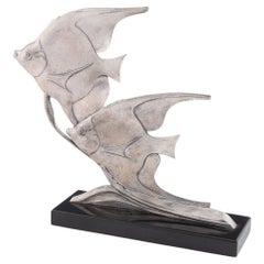 Art Deco Angel Fish Sculpture by M Font c1925