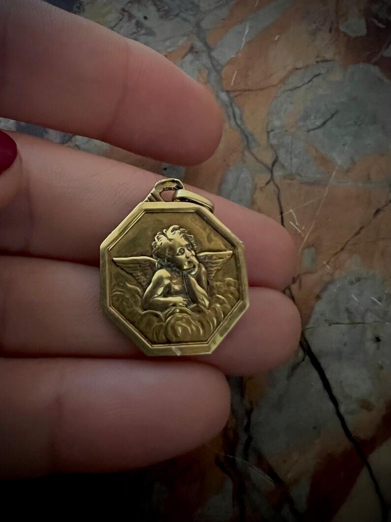 Women's or Men's Art Deco Angel Pendant/ Angel Charm /18k Gold/ France