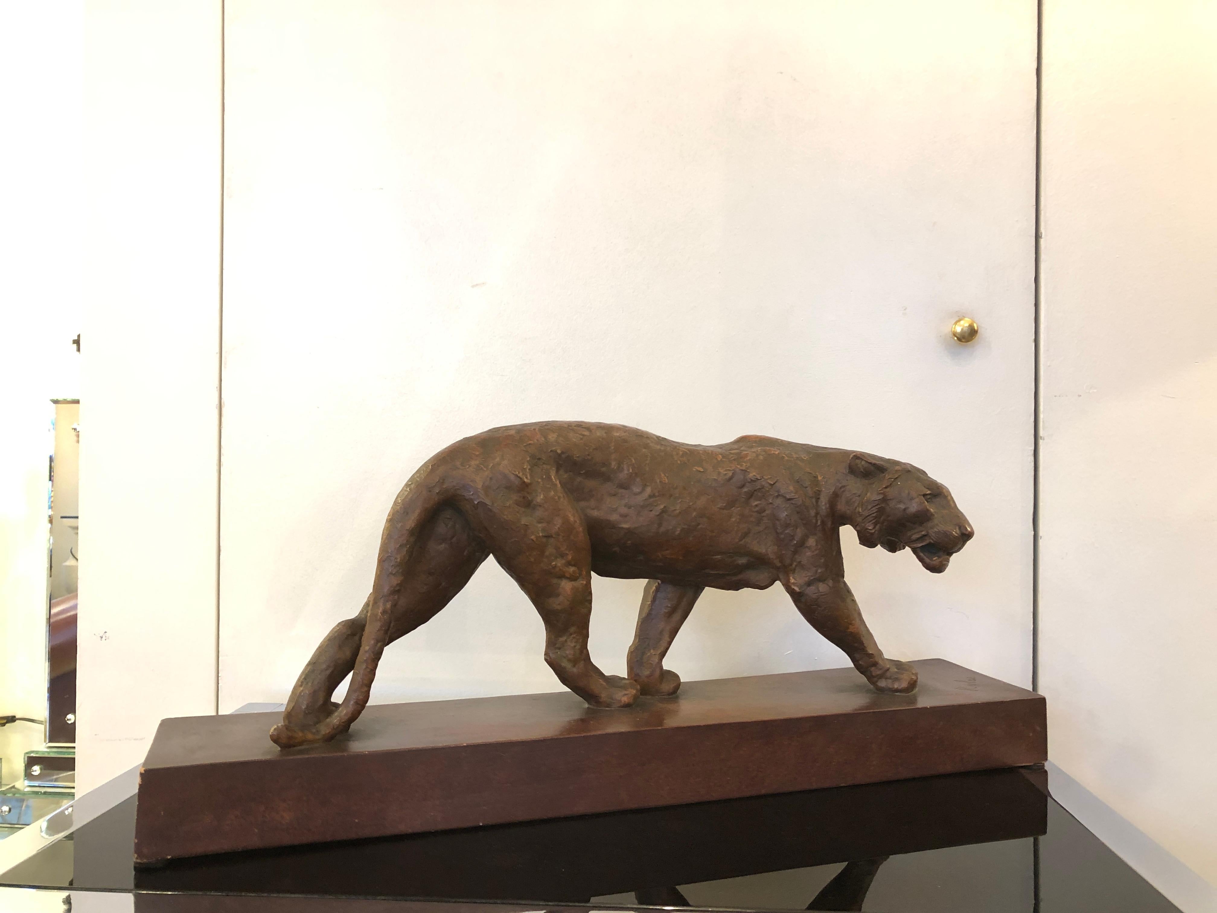 Art Deco Animal Brown Clay Sculpture by Rulas 6