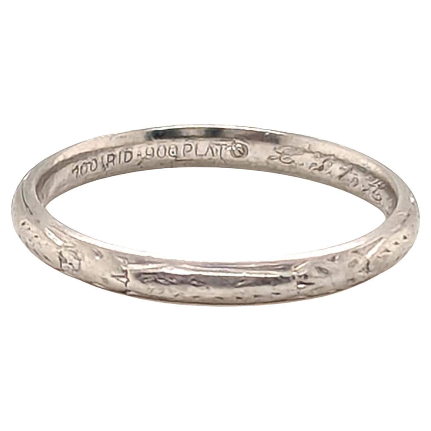 Art Decó Aniversario Boda Eternidad Flores Platino Antiguo Original 192