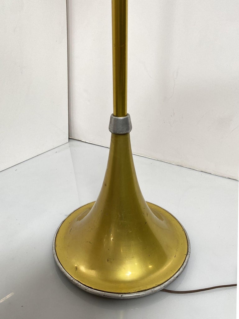 Art Deco Anodized GoldTone Spun Aluminum Torchiere Floor Lamp For Sale