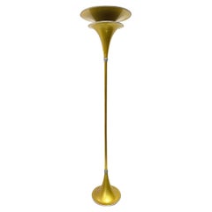 Lampadaire torchère Art Déco en aluminium filé anodisé ton or