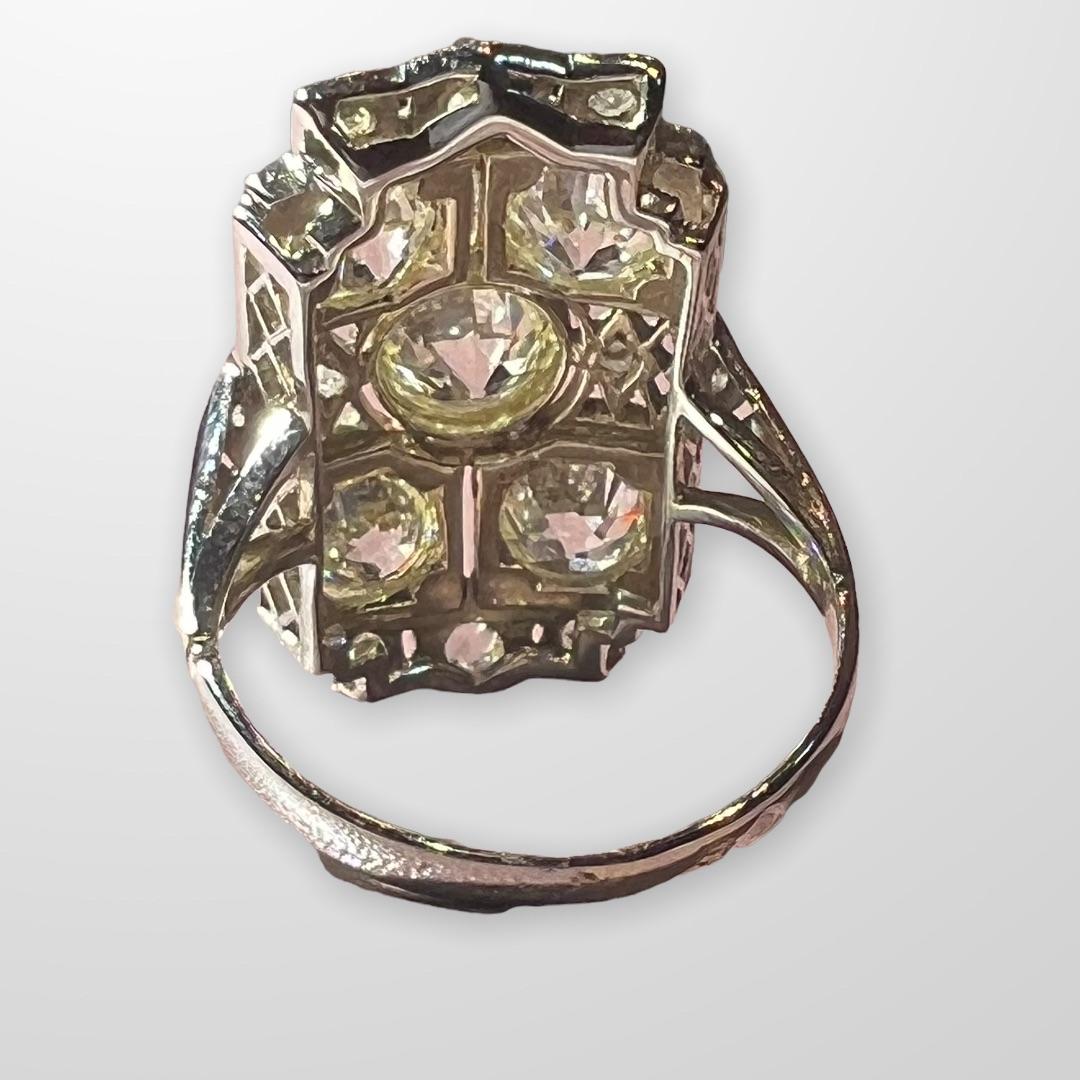 Art Deco Art deco antique cut diamond ring for 5 carats , platinum and 18 carat gold For Sale