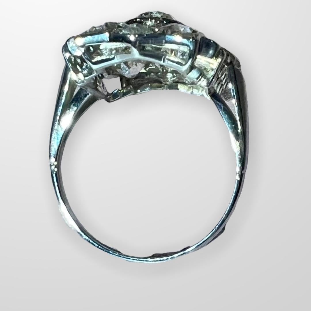 Old European Cut Art deco antique cut diamond ring for 5 carats , platinum and 18 carat gold For Sale