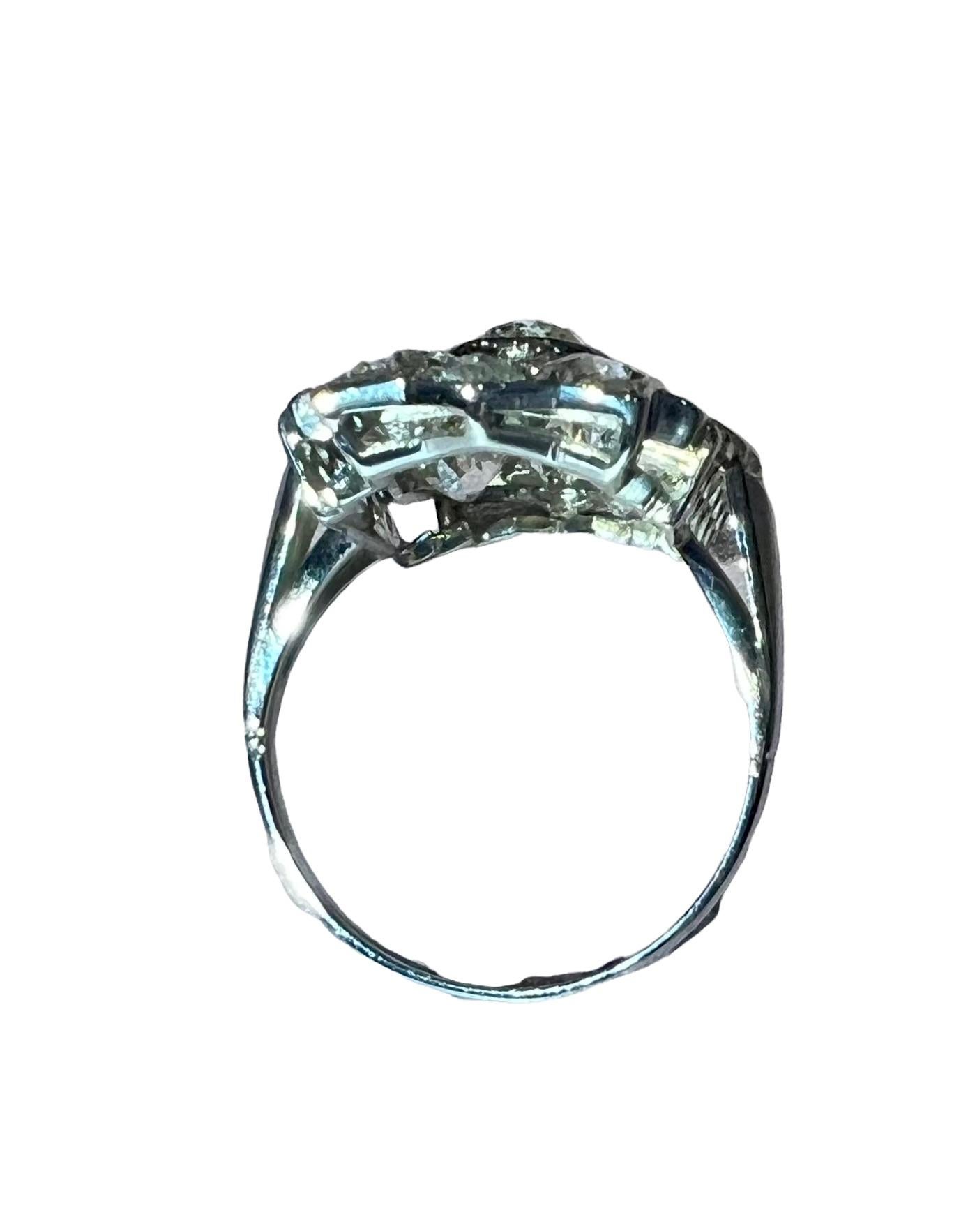 Art deco antique cut diamond ring for 5 carats , platinum and 18 carat gold For Sale 3