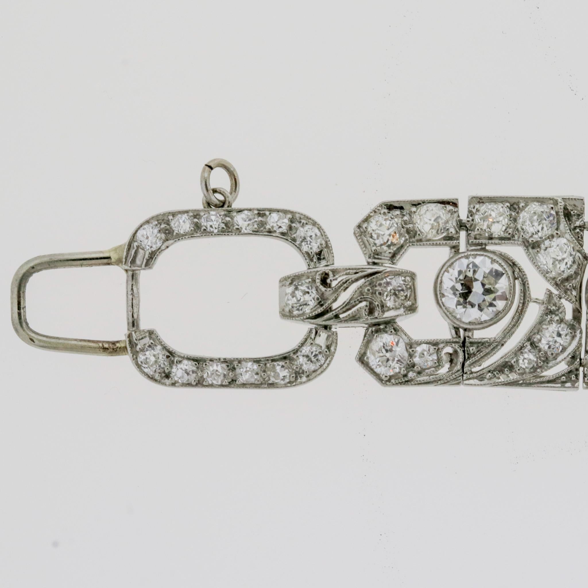 Bracelet Art Déco ancien en platine avec diamants Pour femmes en vente