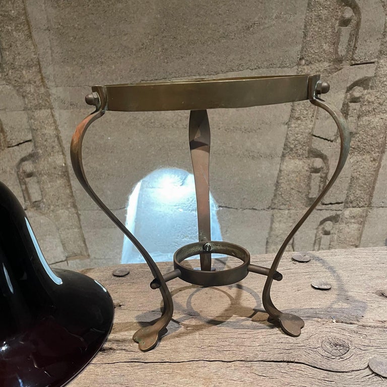 Art Deco Antique Elevated Centerpiece Glass Vase Framed in Solid Bronze