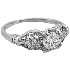 Art Deco Antique Engagement Ring .38 Carat Approximate Diamond Platinum