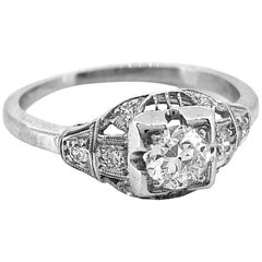 Art Deco Antique Engagement Ring Platinum .38 Carat Diamond