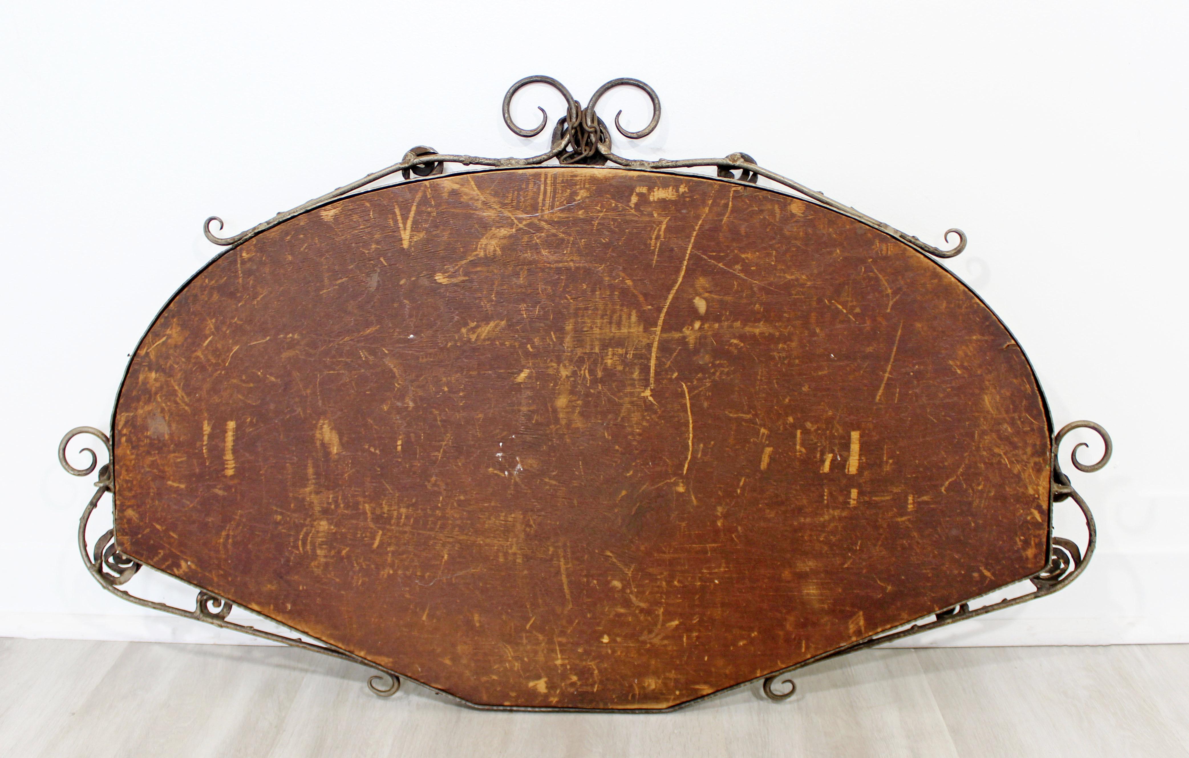 Art Deco French Forge Iron Wall Mirror Attributed to P. Kiss or E. Brandt 3