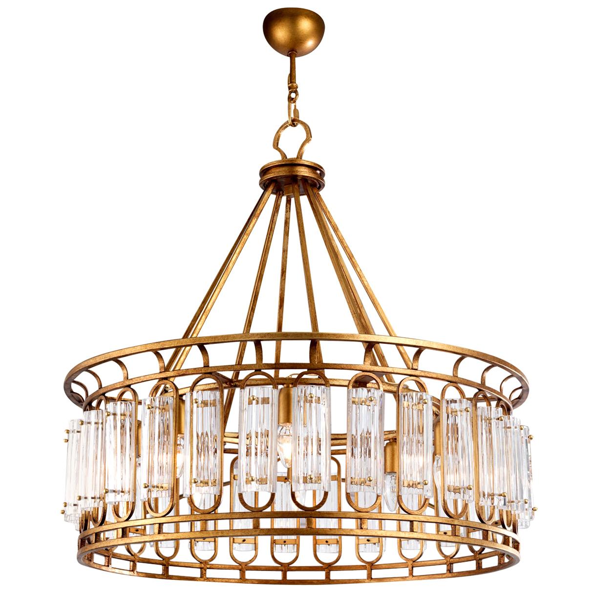 Art Deco Antique Gold Chandelier #2 For Sale