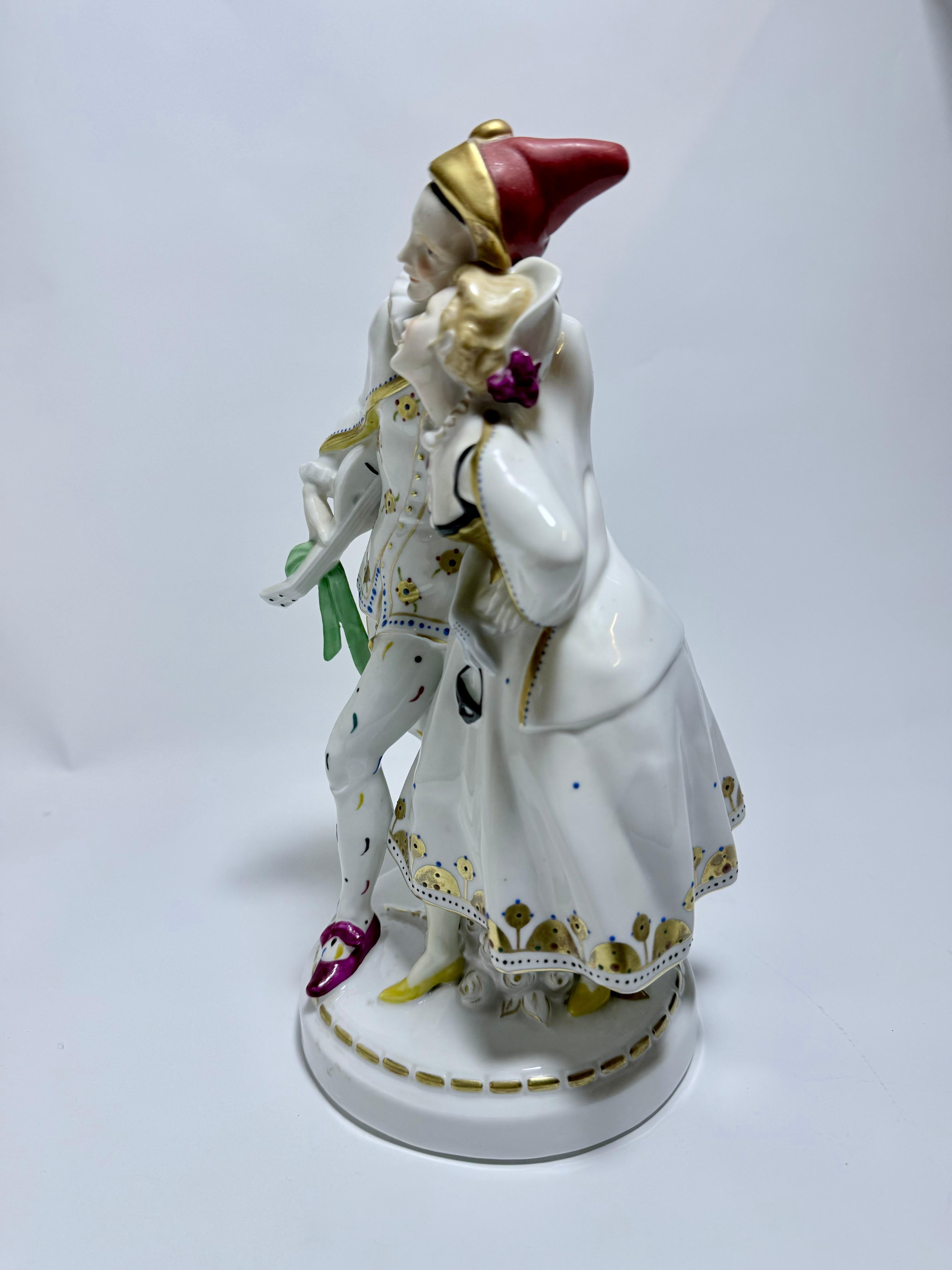 Smaltato Arte Antiques Arlecchino e Colombina Katzhütte, Turingia, 1930 ca. in vendita