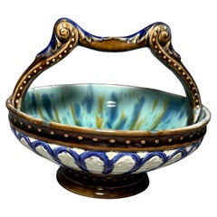 Art Deco Antique Majolica Basket Rörstrand Sweden A Late 19th century