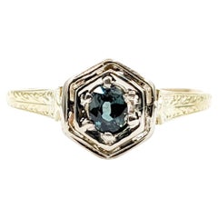 Art Deco Antique Natural Color Change Alexandrite Ring in 14K Two-Tone Gold