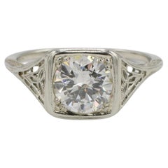 Art Deco Antique Old European Cut Natural Diamond Engagement Ring