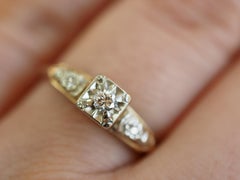 Art Deco Antique Old European Diamond Two-Tone Gold Filigree Ring