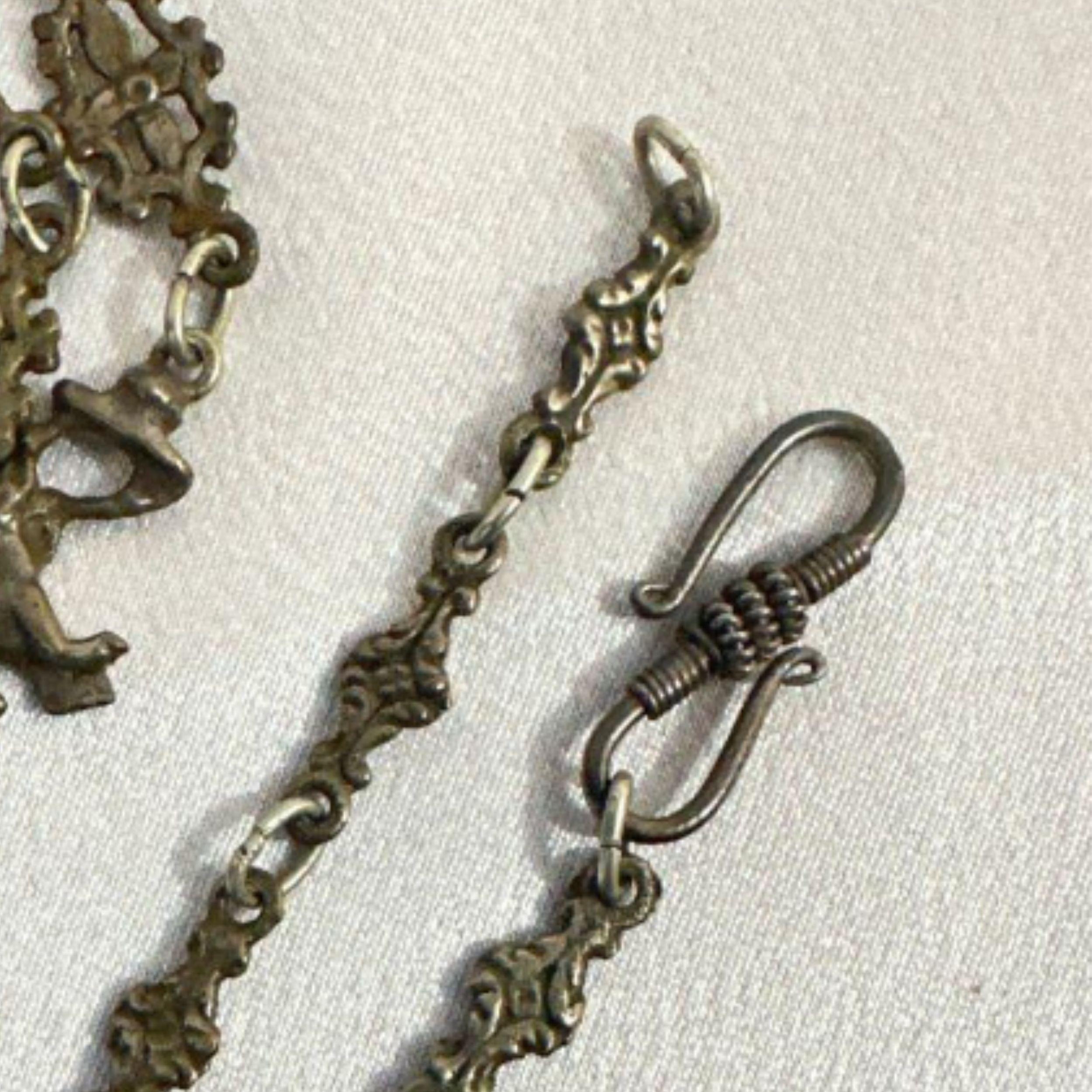 Art Deco Antique Peruzzi Satyr Angels Renaissance Silver Necklace In Excellent Condition For Sale In Jacksonville, FL
