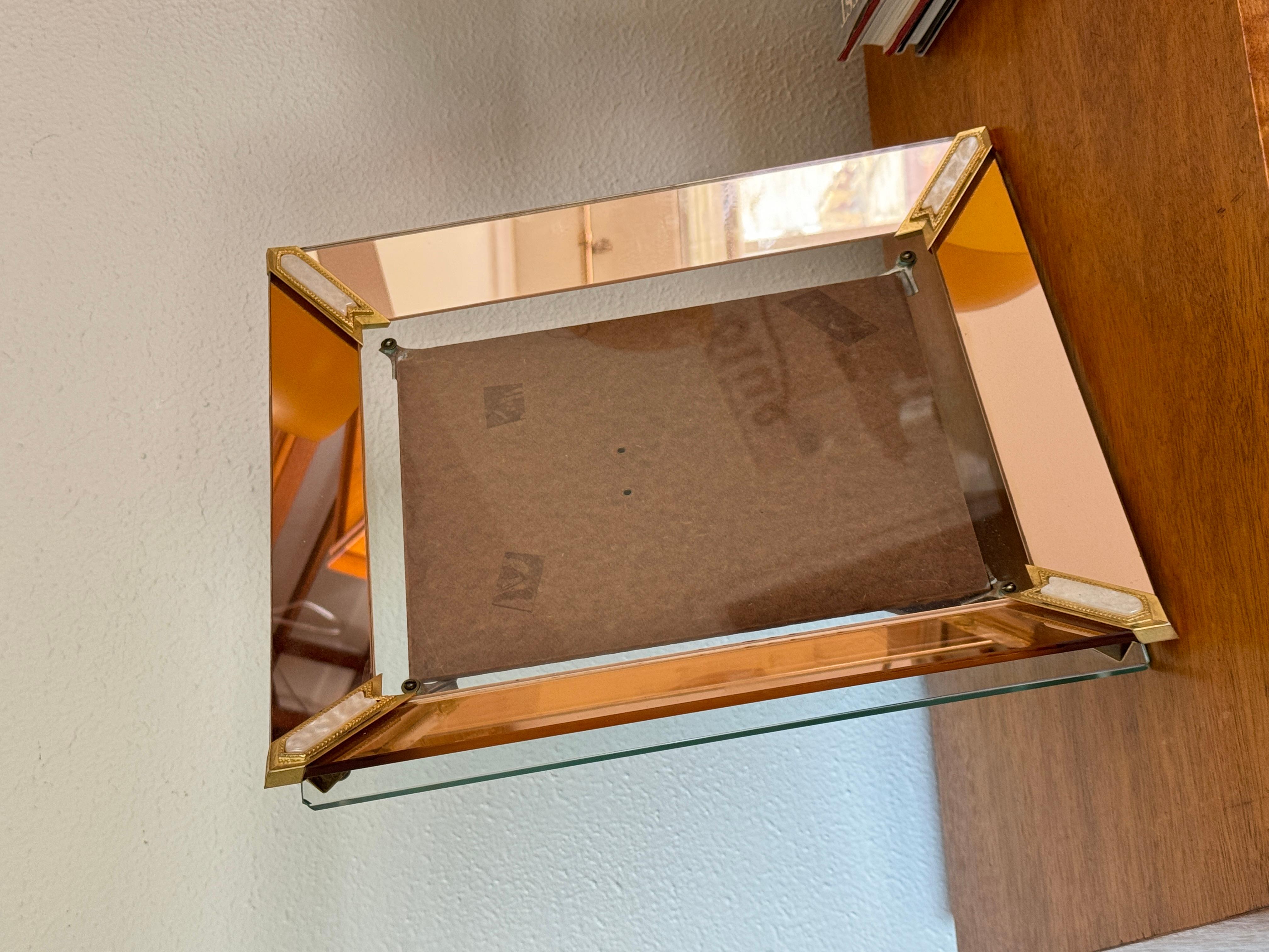 Art Deco Art deco antique picture frame with mirrored glass peach edges