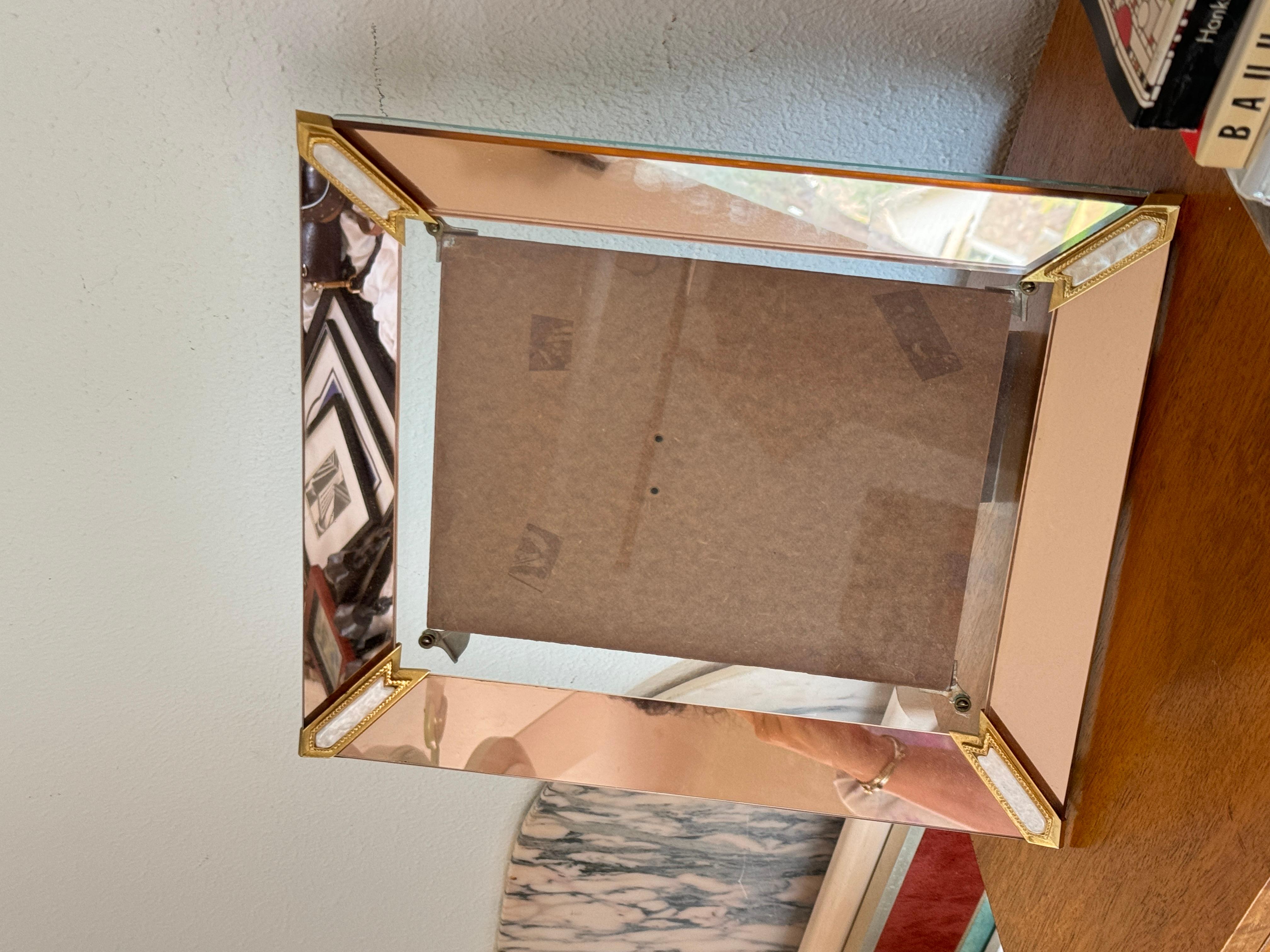 Unknown Art deco antique picture frame with mirrored glass peach edges