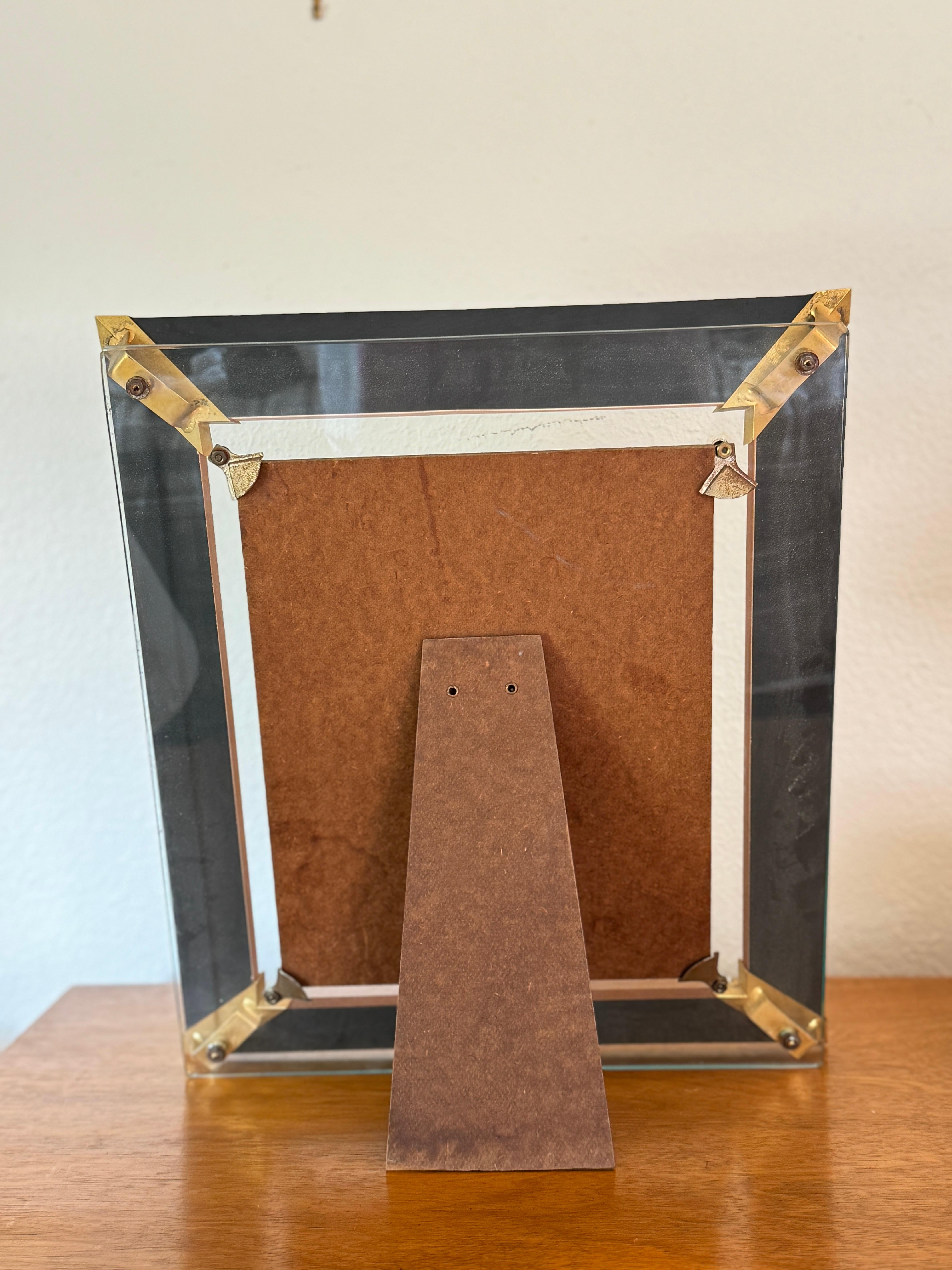 Art deco antique picture frame with mirrored glass peach edges 2