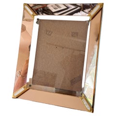 Art deco Vintage picture frame with mirrored glass peach edges