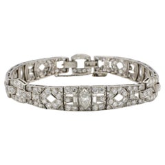 Art Deco Antique Platinum 7.00 Carat Natural Diamond Bracelet