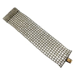 Bracciale di perle di platino antico Art Deco 1920 42 grammi 7 pollici di lunghezza 1,75 pollici di larghezza