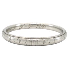 Art Deco Antique Platinum Wedding Band, Stacking Ring, 5-4-24, Size 7.75
