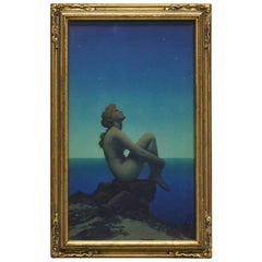 Art Deco Vintage Print 'Stars' after Original by Maxfield Parrish, Framed