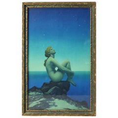 Art Deco Antique Print 'Stars' after Original by Maxfield Parrish, Framed