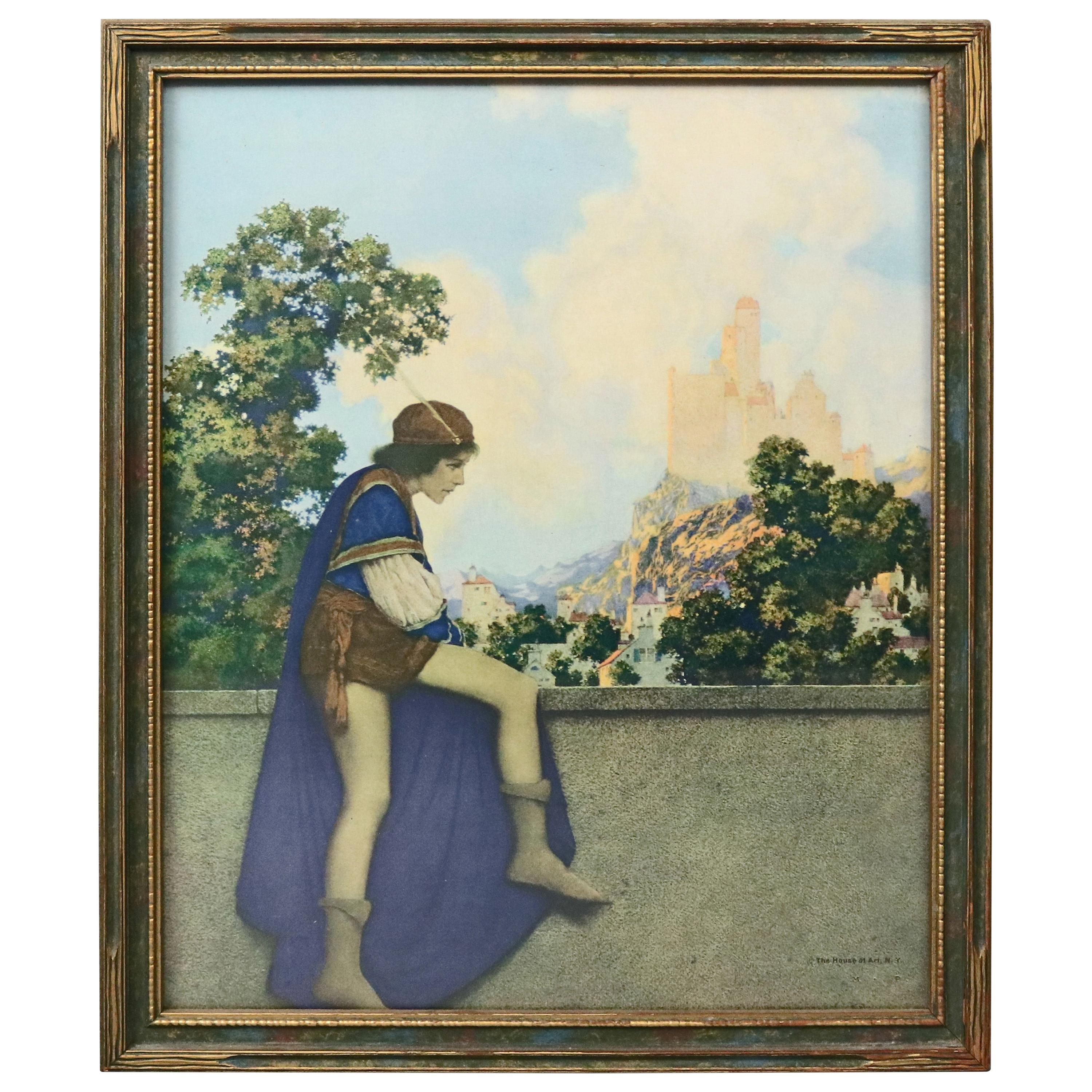 Art Deco Antique Print 'The Prince' after Original by Maxfield Parrish, Framed