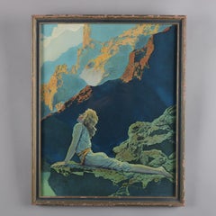 Art Deco Antique Print 'Wild Geese' after Original by Maxfield Parrish, Framed