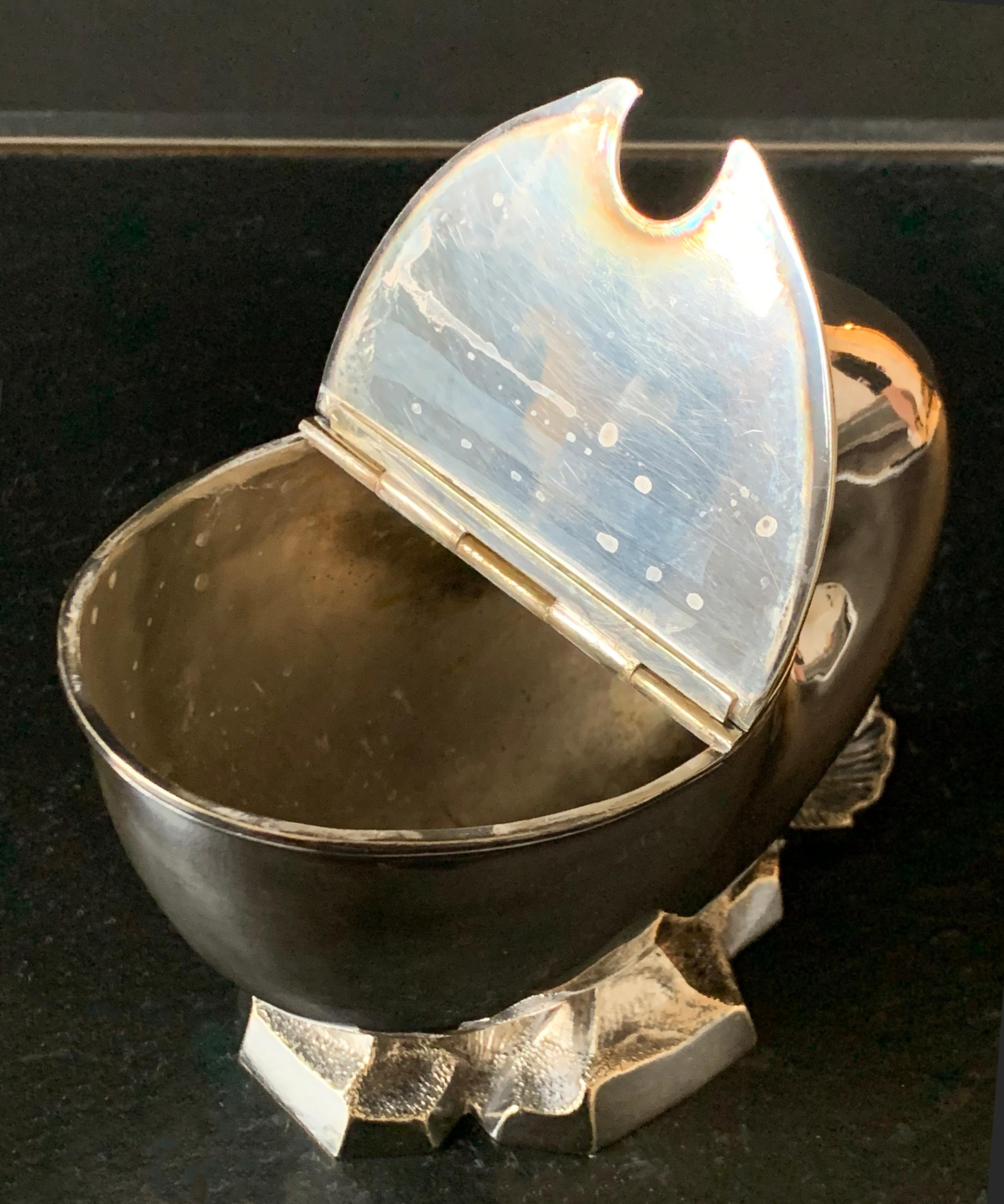 Art Deco Antique Sheffield Silver Plate Nautilus Shell Spoon Warmer, 1860 1