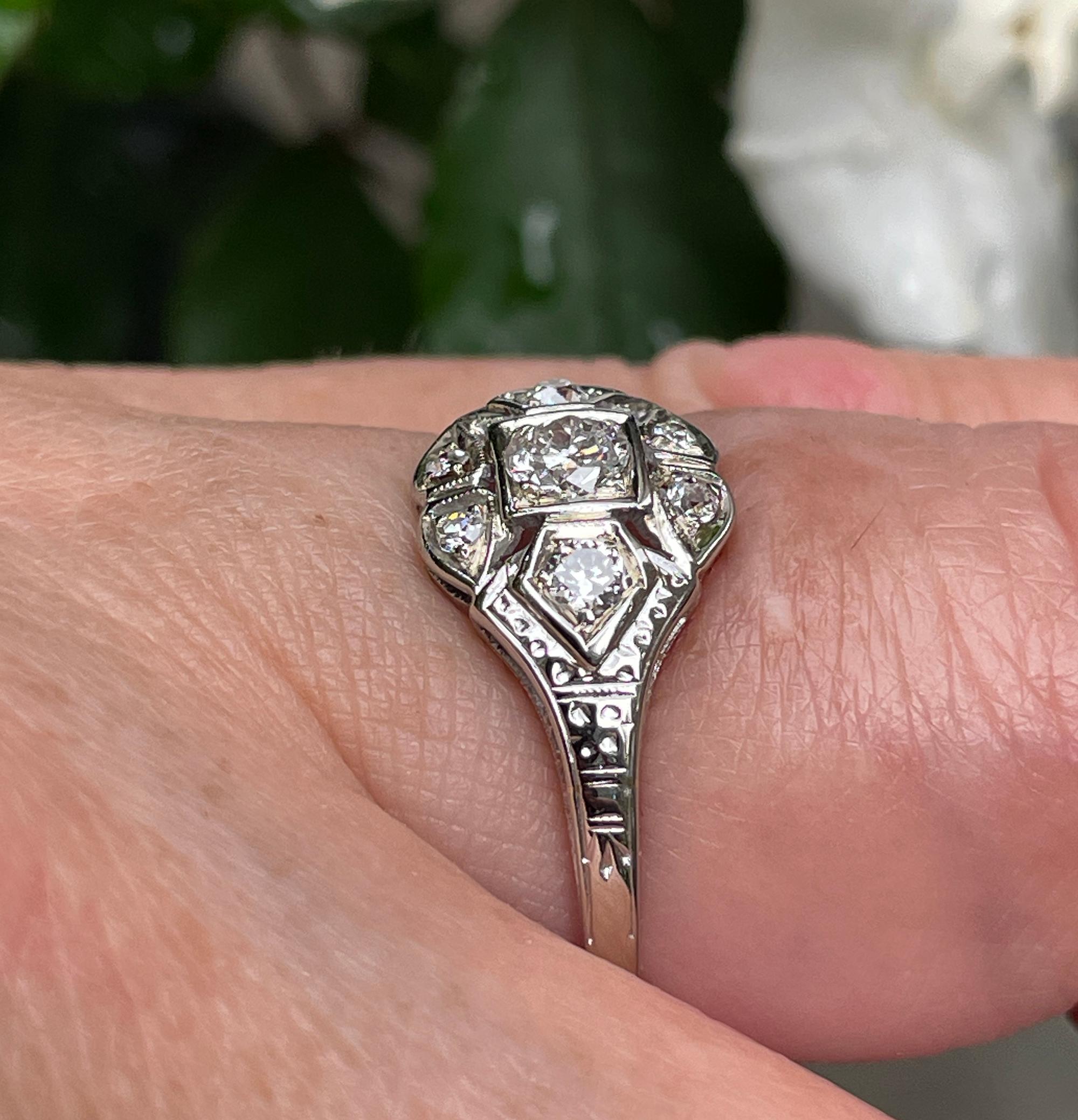 Art Deco Antique Vintage 0.85ct Old European Diamond Engagement Wedding Platinum For Sale 9