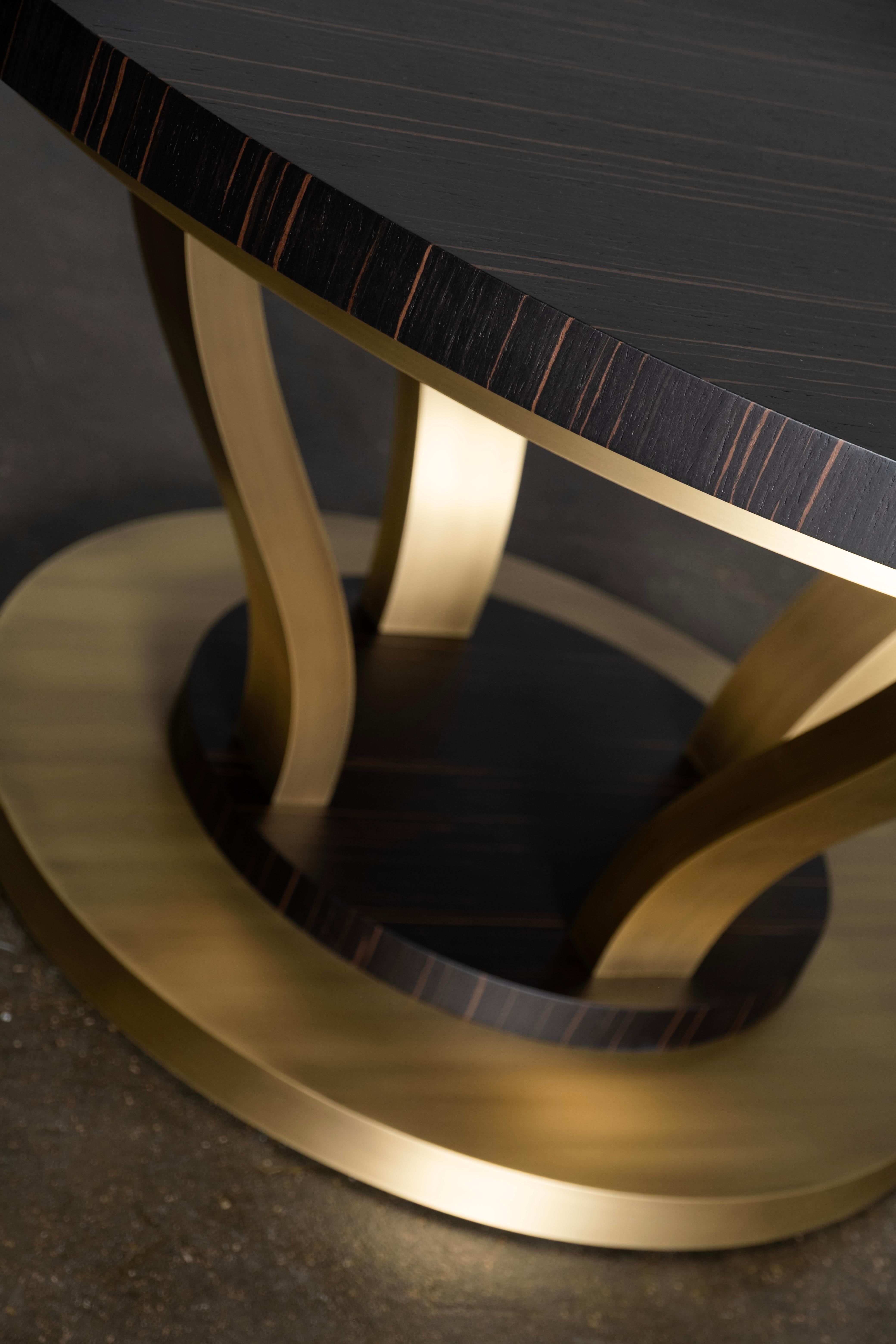 Mesa de comedor Art Decó Antuérpia, ébano de Macasar, latón, hecha a mano por Greenapple en venta 3