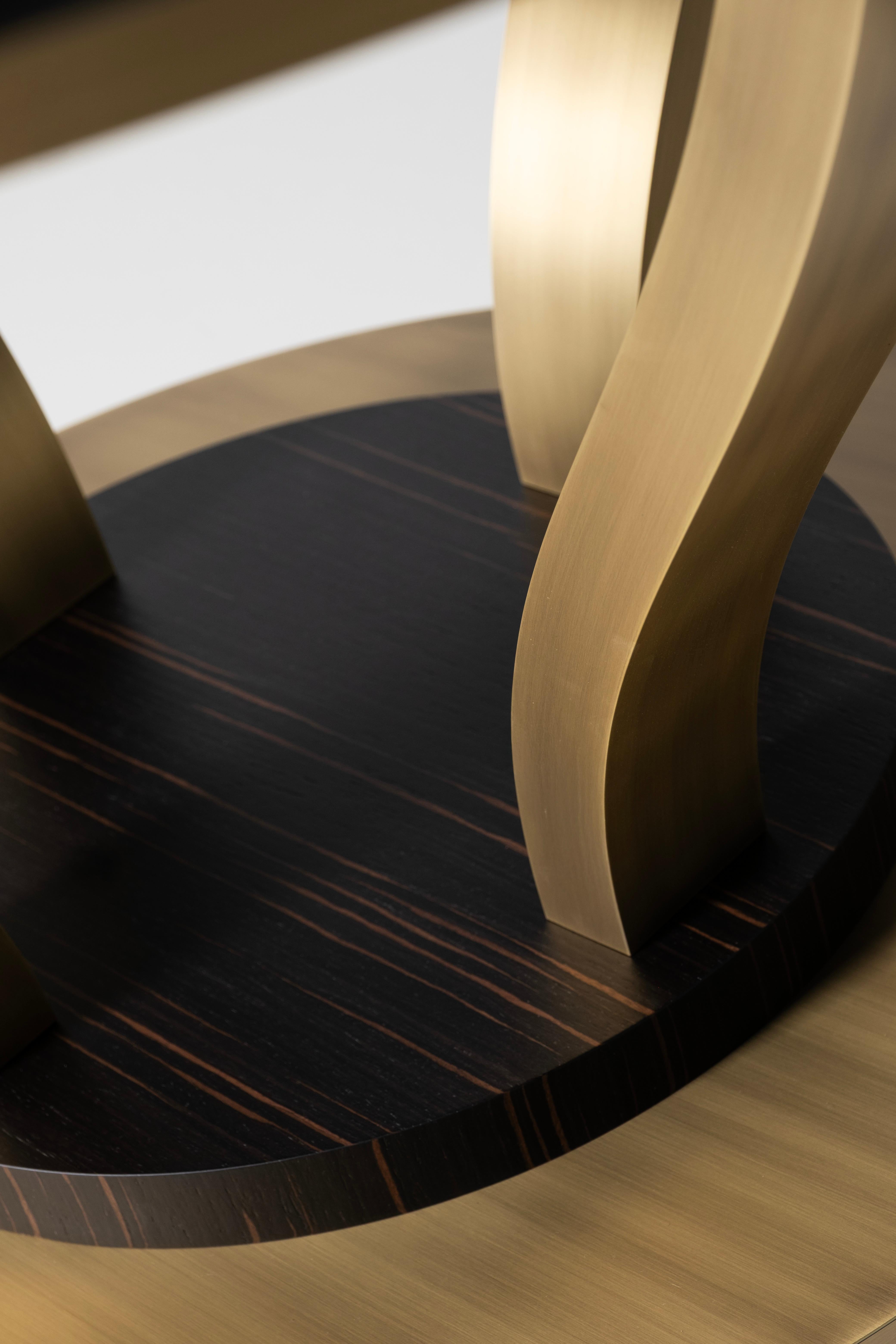 Mesa de comedor Art Decó Antuérpia, ébano de Macasar, latón, hecha a mano por Greenapple en venta 5