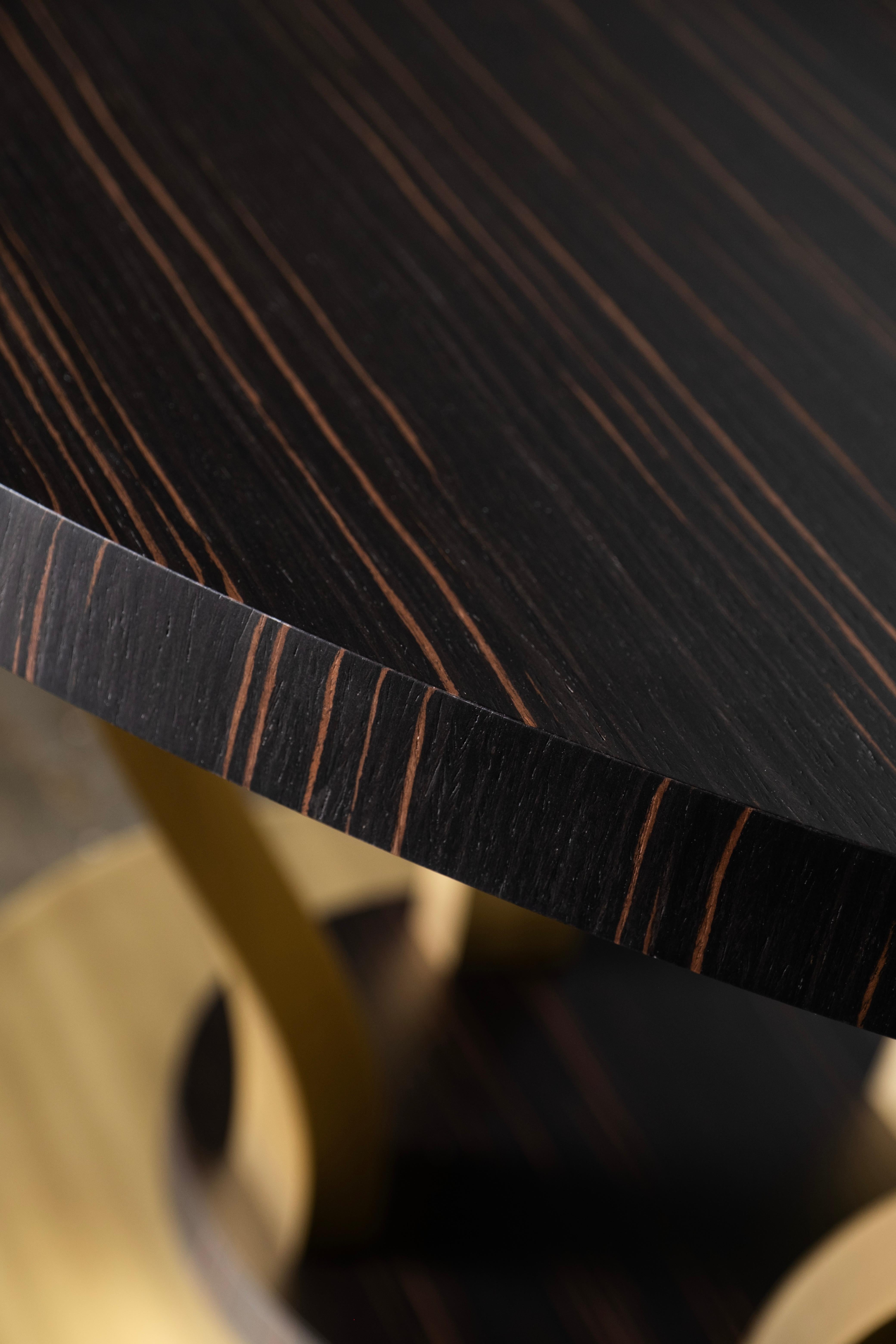 Mesa de comedor Art Decó Antuérpia, ébano de Macasar, latón, hecha a mano por Greenapple en venta 6