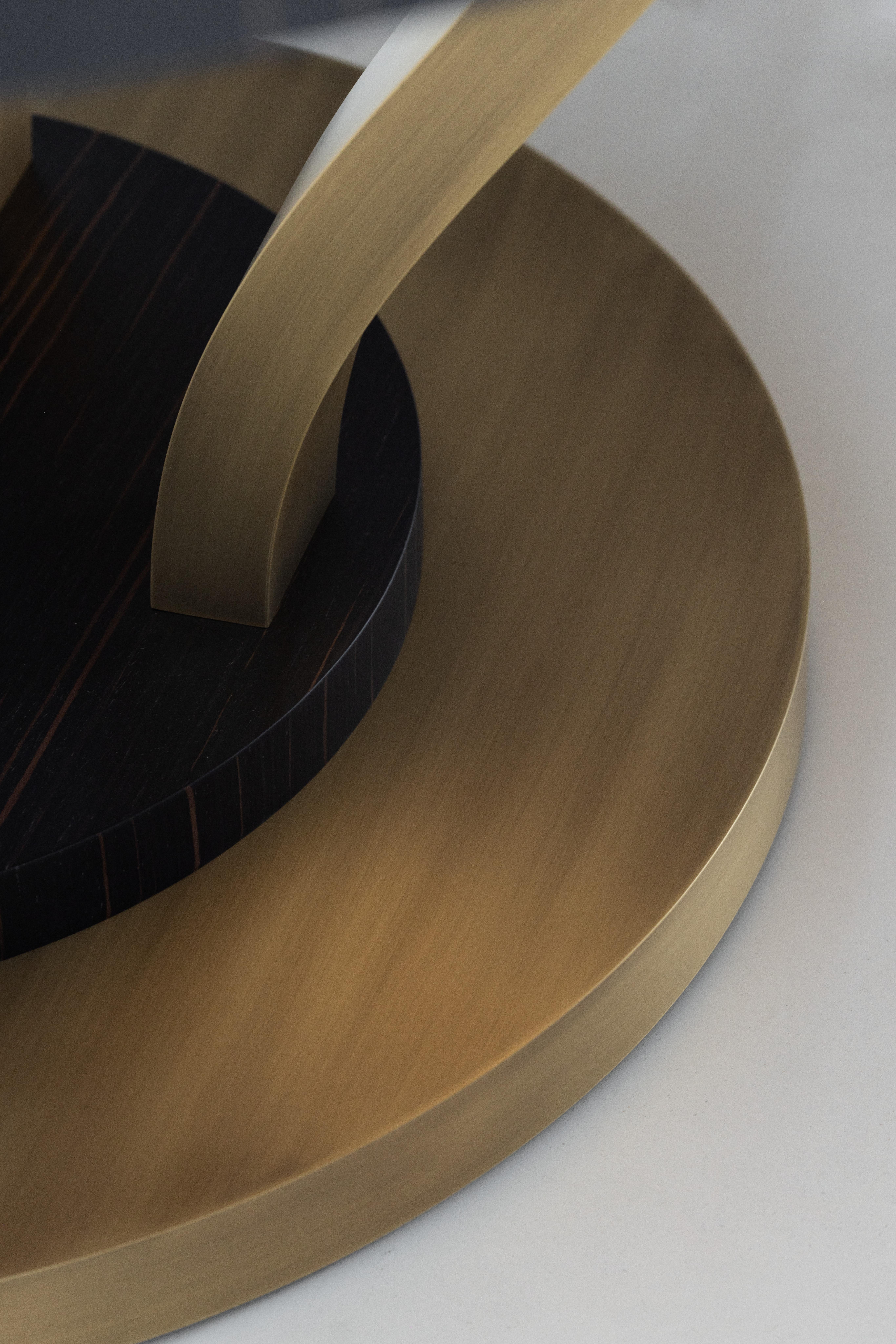 Art Deco Fontaine Dining Table, Macassar Ebony, Brass, Handmade by Greenapple For Sale 10