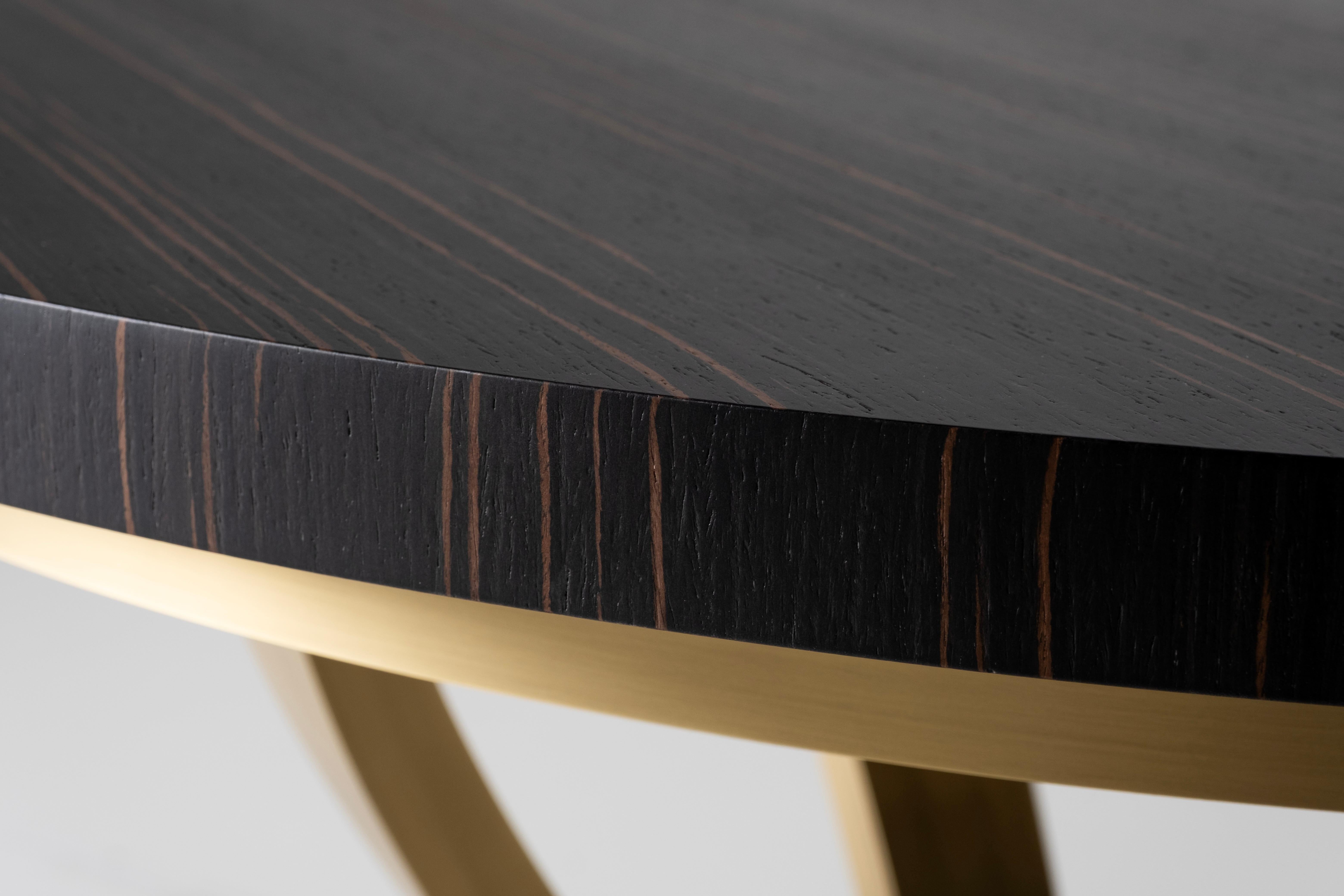 Mesa de comedor Art Decó Antuérpia, ébano de Macasar, latón, hecha a mano por Greenapple en venta 1