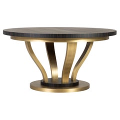 Mesa de comedor Art Decó Antuérpia, ébano de Macasar, latón, hecha a mano por Greenapple