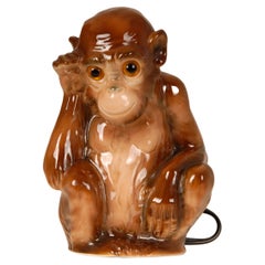 Vintage Art Deco Ape Perfume Lamp Figural Table Lamp German Ceramic Goebel Glass Eyes