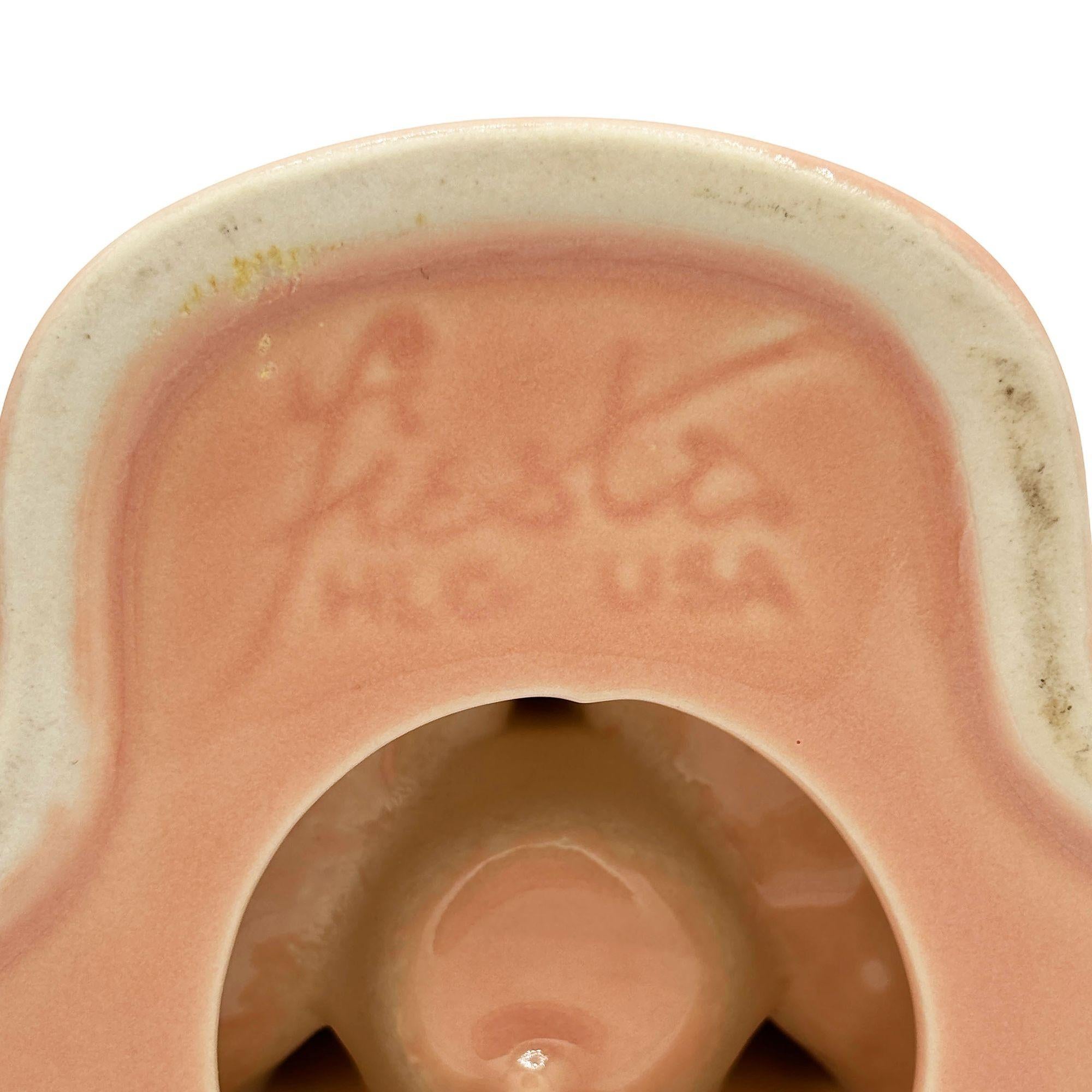 Art Deco Apricot Peach Tripod Pyramid Candleholder by Fiesta Ware, Pair For Sale 1