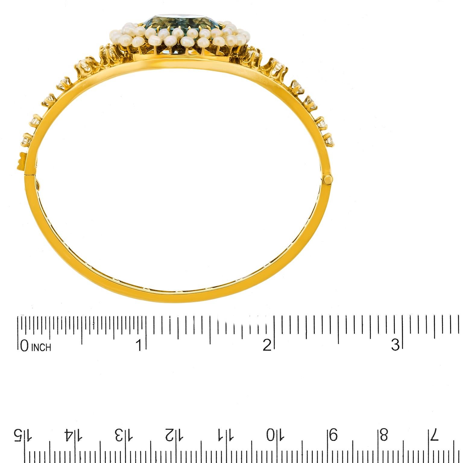 Pulsera Art Déco de aguamarina, perlas y diamantes de Pierre Cordier en venta 1