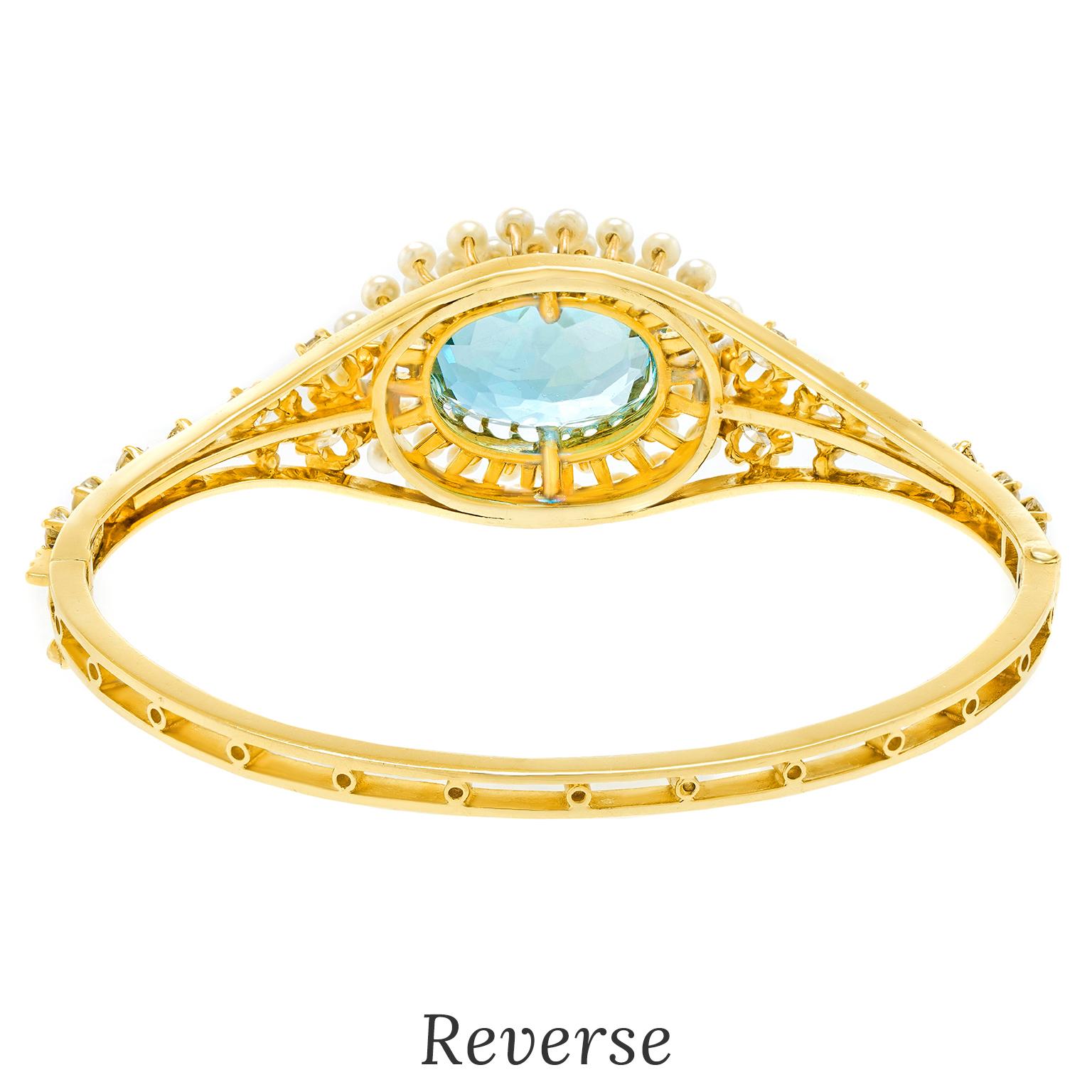 Pulsera Art Déco de aguamarina, perlas y diamantes de Pierre Cordier en venta 4