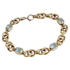 Pulsera Art Decó Aguamarina Oro 14 Quilates