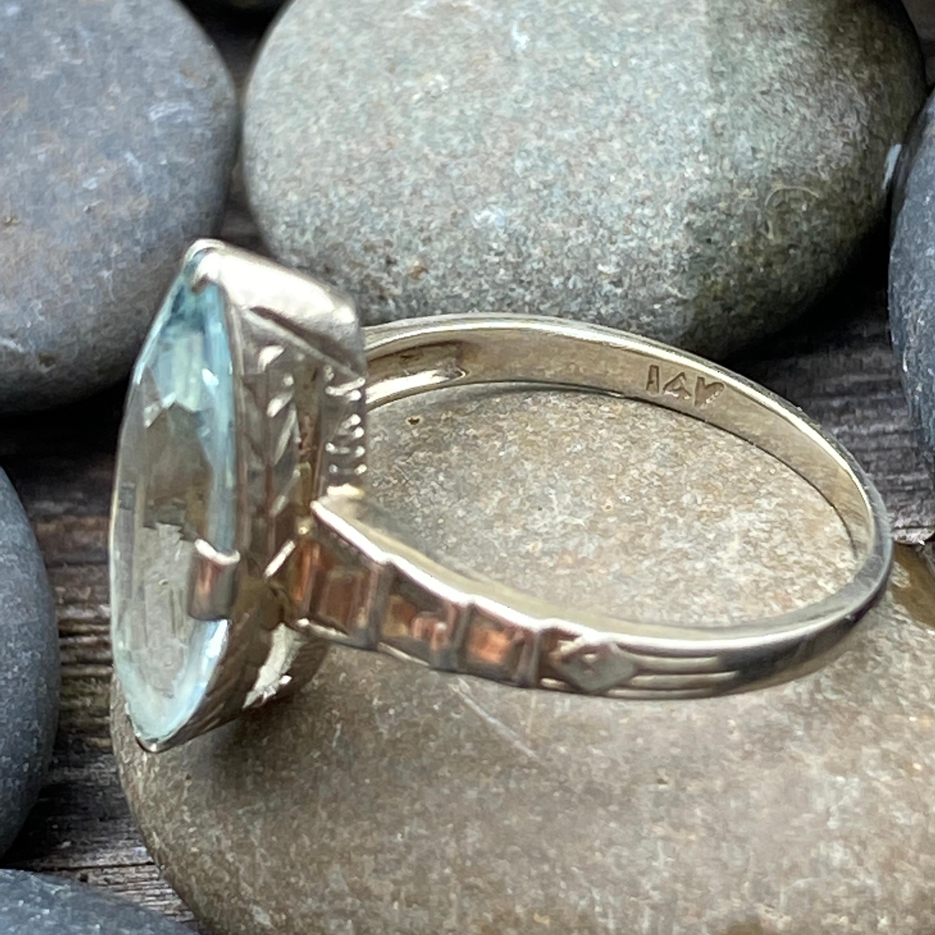 Art Deco Aquamarine 14k White Gold Filigree Ring For Sale 11