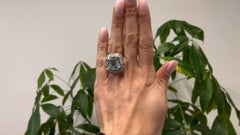 Art Deco Aquamarine and Diamond 18k White Gold Filigree Cocktail Ring