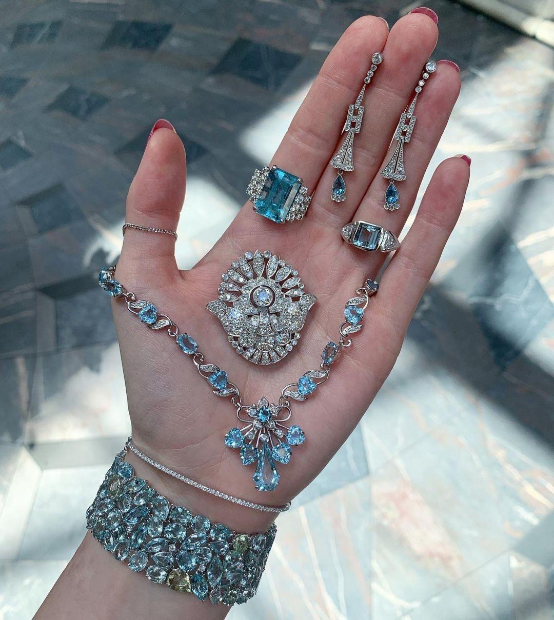 art deco aquamarine earrings