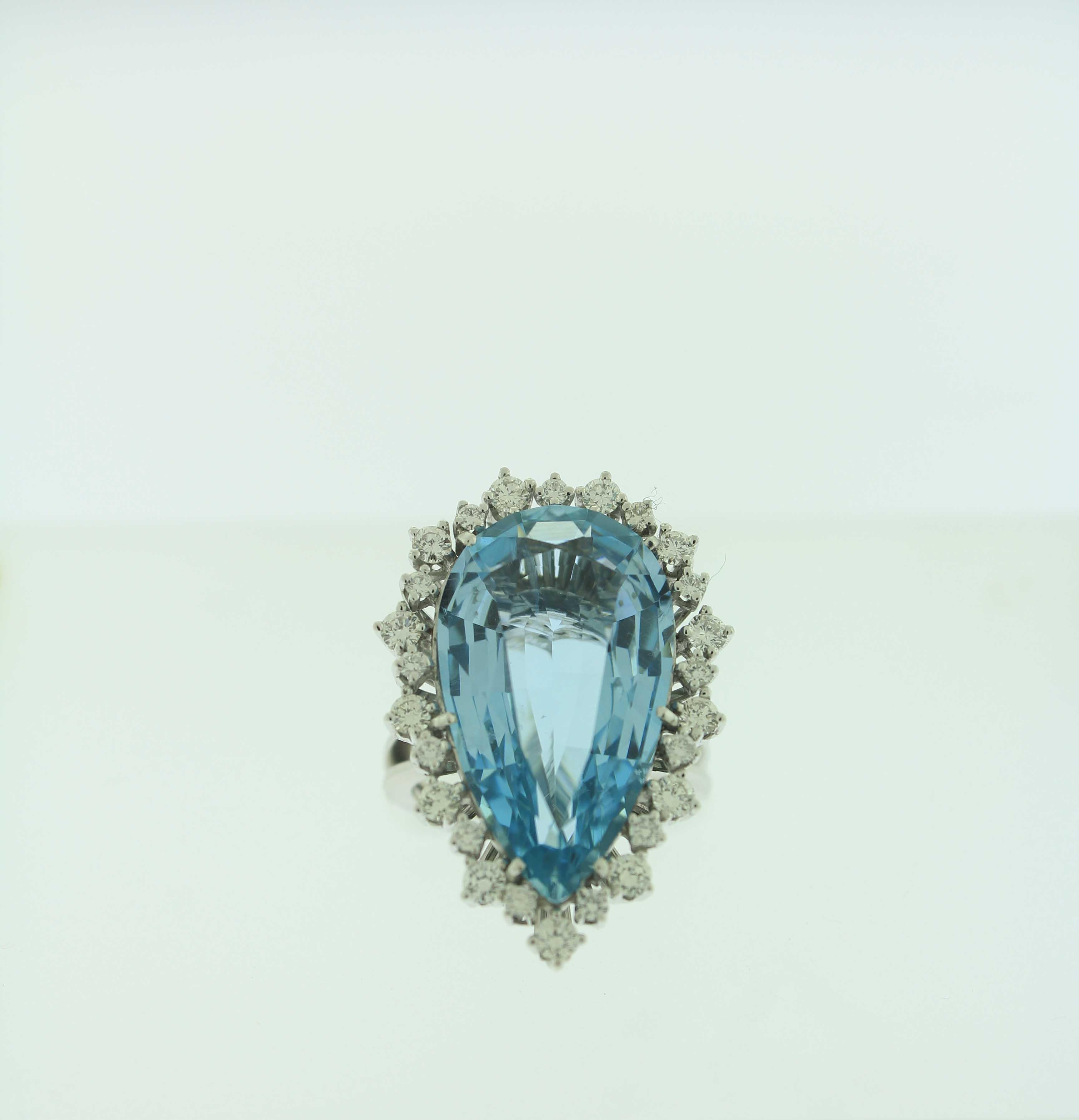 Platinum 1920’s Art Deco Aquamarine and Diamond RingAppx. 15Ct 

